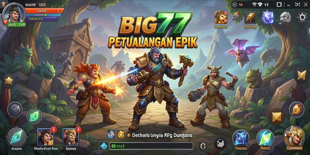 Screenshot BIG77 menampilkan aksi seru dalam pertarungan RPG.