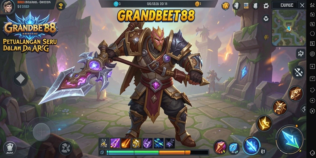 Screenshot gameplay GRANDBET88 dengan aksi pertarungan mendebarkan.