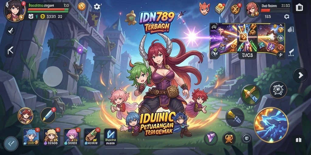 Screenshot gameplay IDN789 yang menampilkan karakter anime yang dinamis.