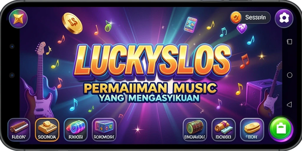 Screenshot gameplay LUCKYSLOTS menampilkan pengalaman bermain musik yang seru.