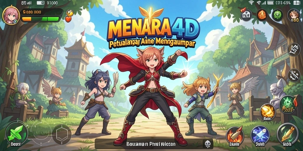 Tampilan gameplay seru dalam MENARA4D yang penuh warna.