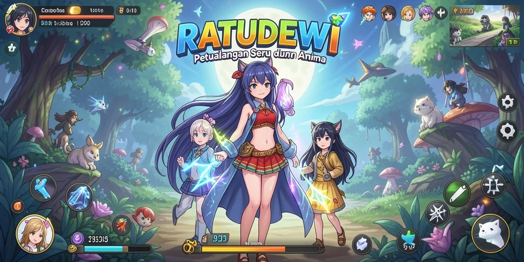 Tampilan gameplay menakjubkan dalam RATUDEWI yang penuh warna.