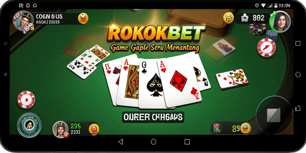 Screenshot utama ROKOKBET menampilkan gameplay Gaple yang seru.