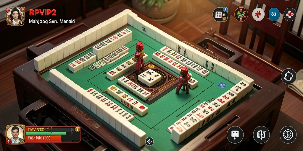 Screenshot RPVIP2 menampilkan gameplay Mahjong yang seru dan menantang.
