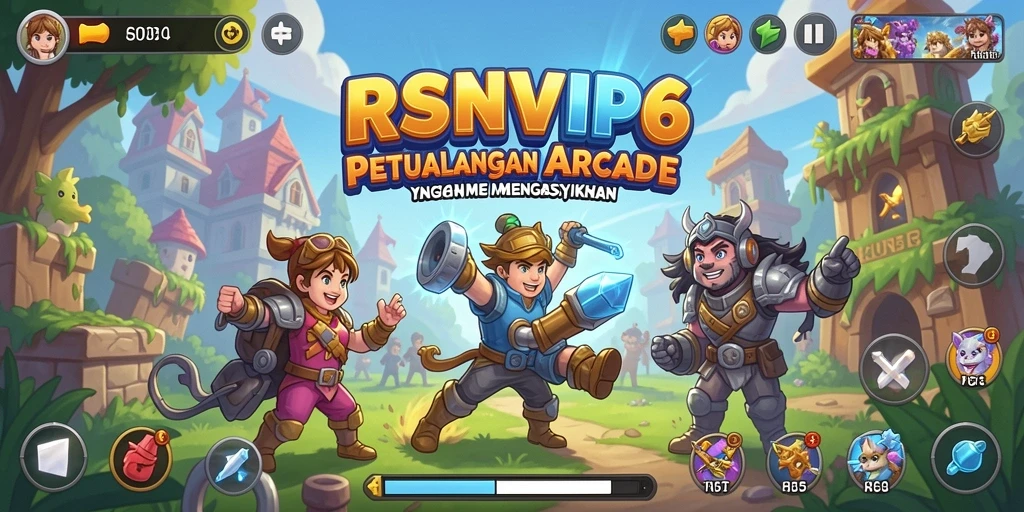 Tangkapan layar utama RSNVIP6 menampilkan aksi gameplay yang seru dan penuh warna.