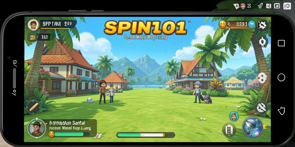 Tampilan gameplay SPIN101 yang ceria dan menarik.