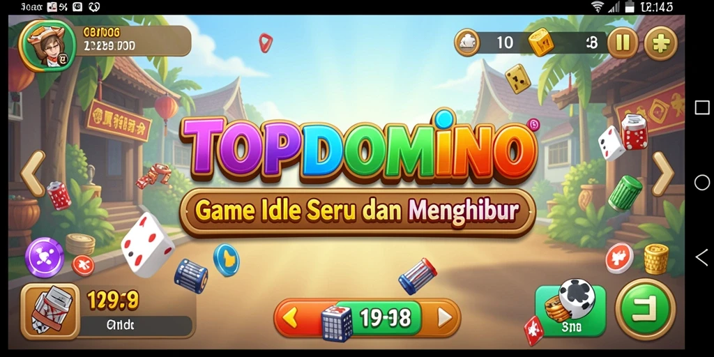 Screenshot gameplay TOPDOMINO menunjukkan suasana dan mekanika permainan yang dinamis.