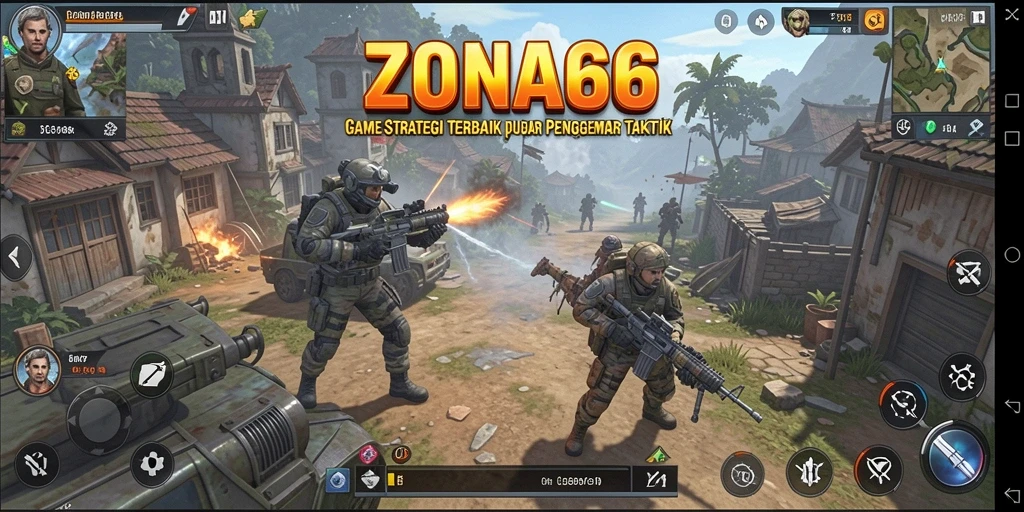 Tangkapan layar gameplay ZONA66 yang menunjukkan strategi pertempuran menyenangkan.